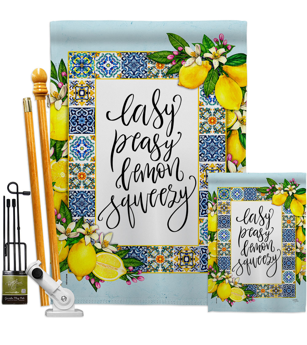 Easy Lemon Food Fruit 28 x 40 in. Double-Sided Decorative Vertical House Flags Kit for Decoration Banner Garden Yard Gift