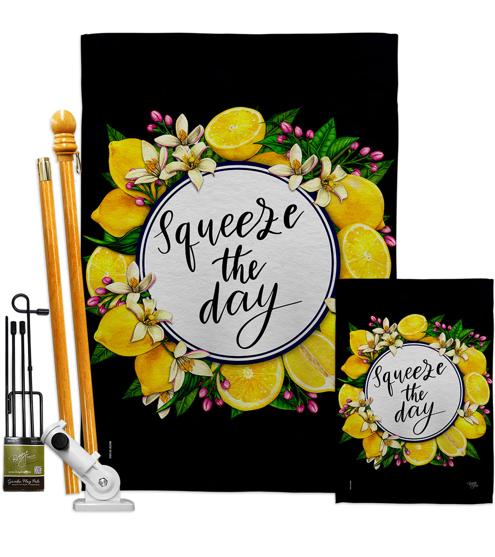 FK120263-P3 Squeeze the Day Food Fruit 28 x 40 in. Double-Sided Decorative Vertical House Flags Kit for Decoration Banner Garden Yard Gift