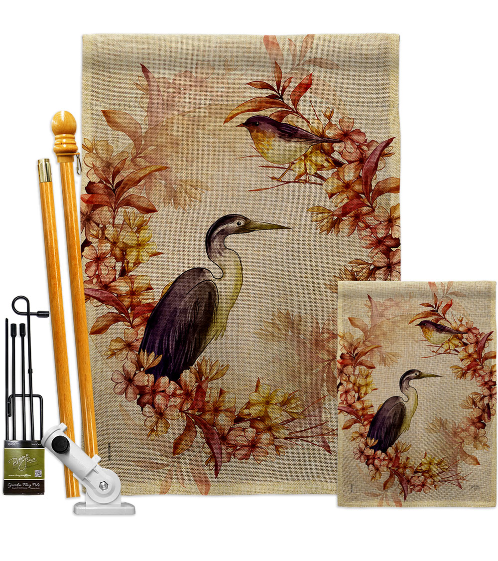 Birds Wreath Animals Bird 28 x 40 in. Double-Sided Decorative Horizontal House Flags Kit for Decoration Banner Garden Yard Gift