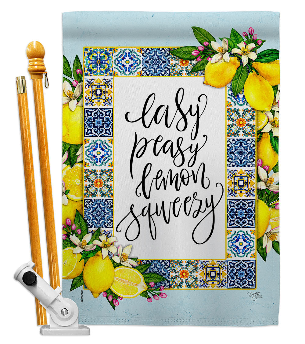 HS120262-BO Easy Lemon Food Fruit 28 x 40 in. Double-Sided Decorative Vertical House Flag Set for Decoration Banner Garden Yard Gift