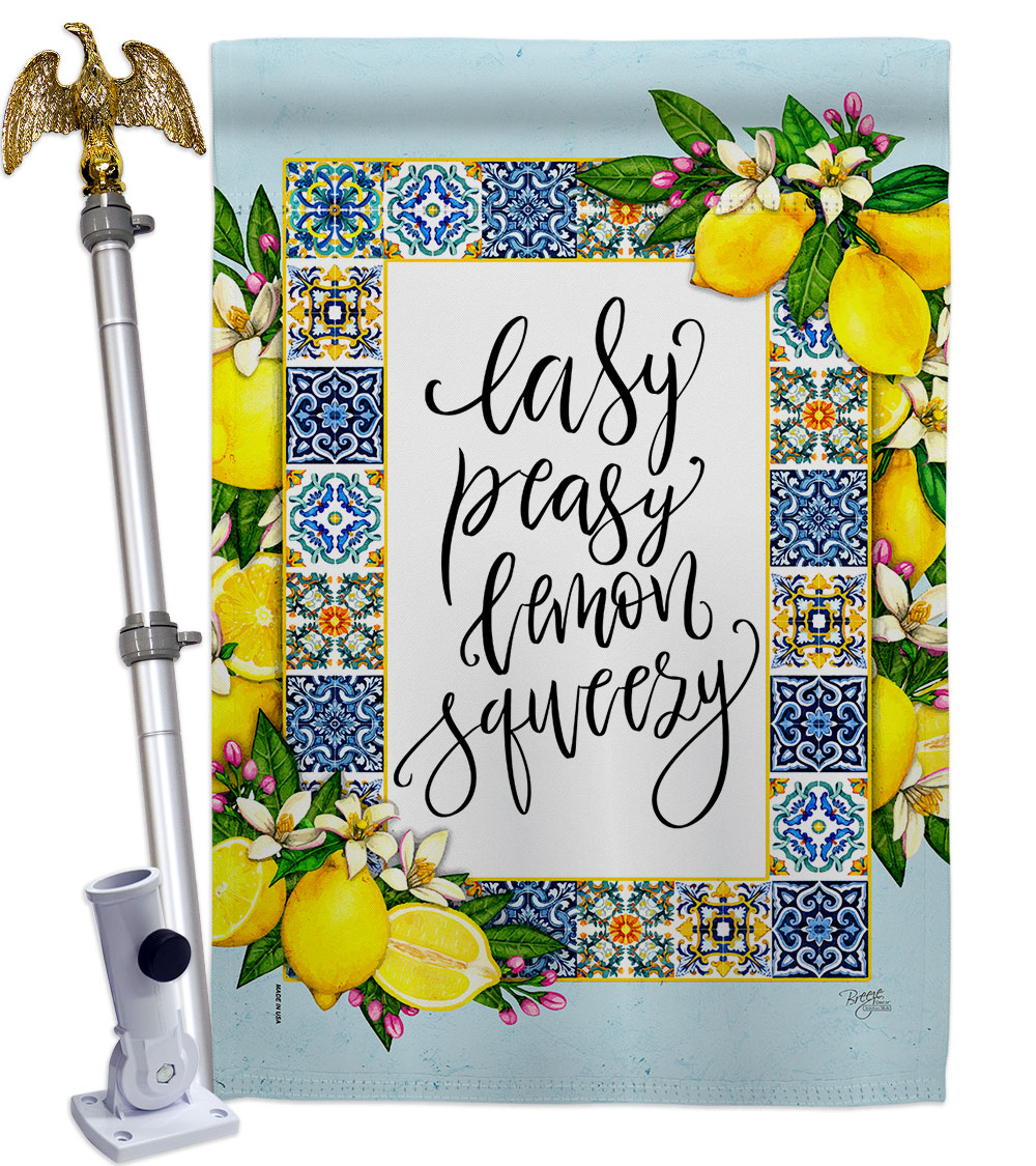 HS120262-BO-02 Easy Lemon Food Fruit 28 x 40 in. Double-Sided Decorative Vertical House Flag Set for Decoration Banner Garden Yard Gift