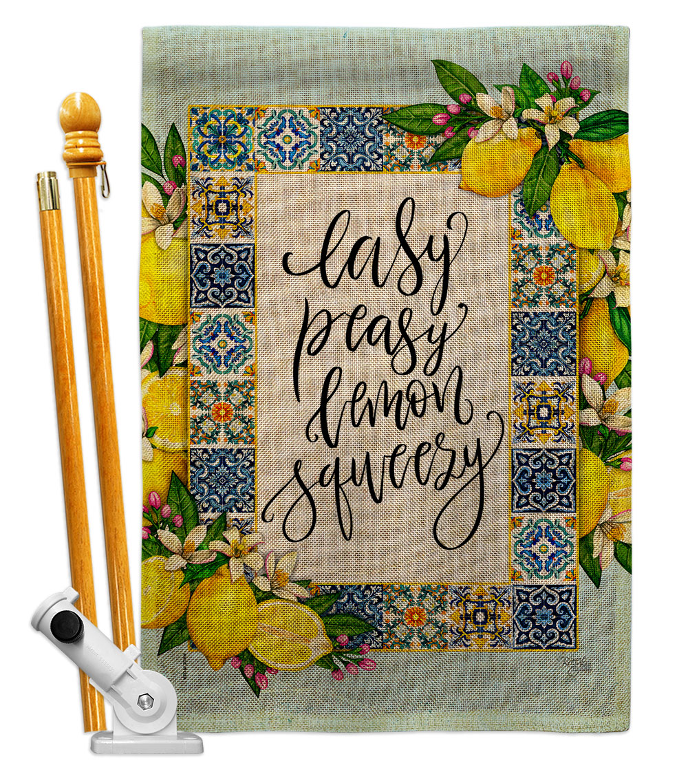 HS120262-DB Easy Lemon Food Fruit 28 x 40 in. Double-Sided Decorative Vertical House Flag Set for Decoration Banner Garden Yard Gift