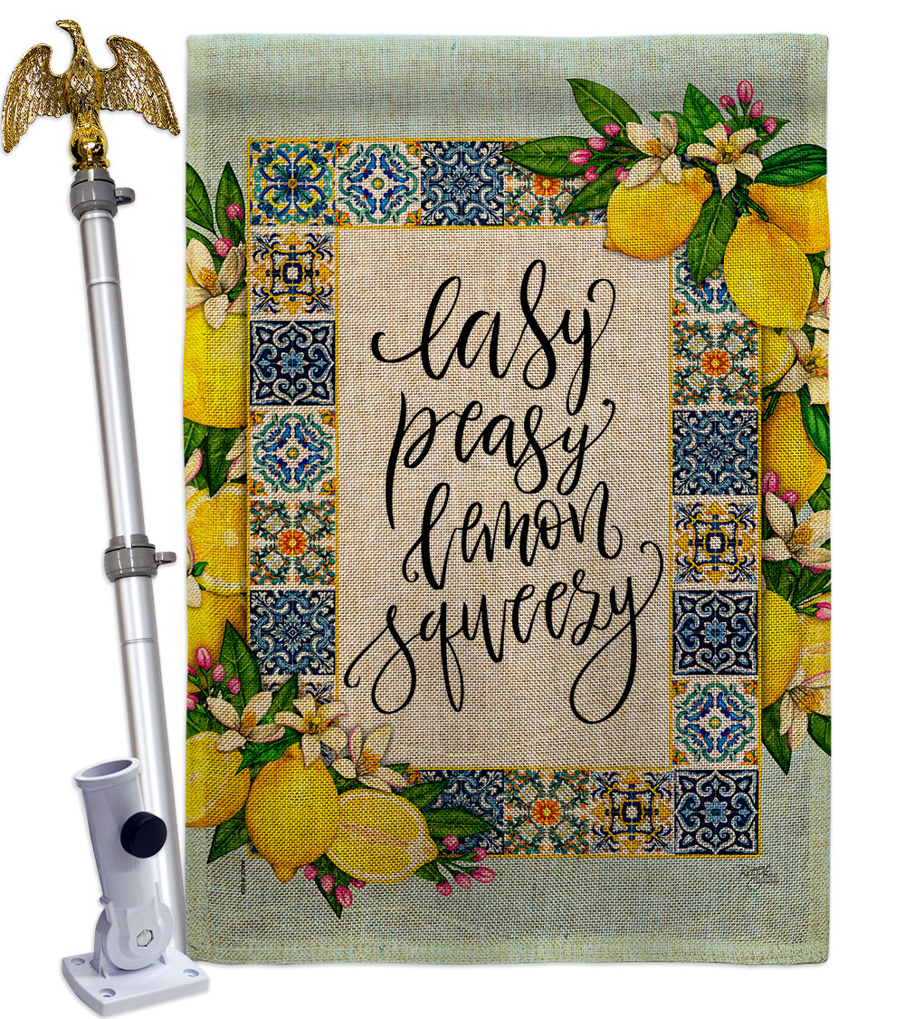 HS120262-DB-02 Easy Lemon Food Fruit 28 x 40 in. Double-Sided Decorative Vertical House Flag Set for Decoration Banner Garden Yard Gift