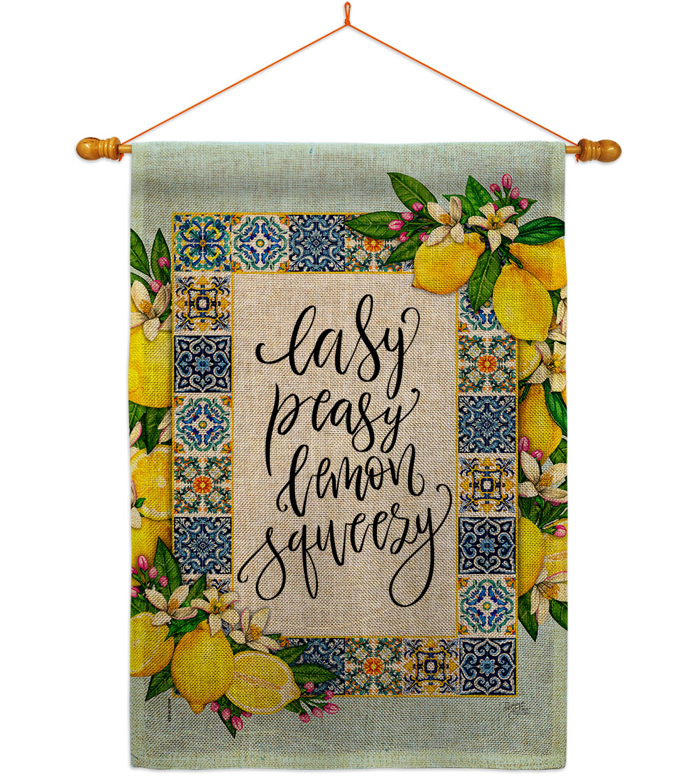 HS120262-DB-03 Easy Lemon Food Fruit 28 x 40 in. Double-Sided Decorative Vertical House Flag Set for Decoration Banner Garden Yard Gift