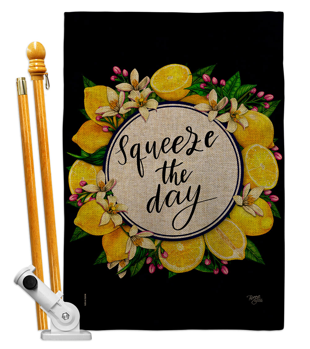 HS120263-DB Squeeze the Day Food Fruit 28 x 40 in. Double-Sided Decorative Vertical House Flag Set for Decoration Banner Garden Yard Gift