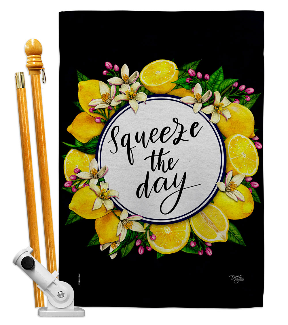 HS120263-P3 Squeeze the Day Food Fruit 28 x 40 in. Double-Sided Decorative Vertical House Flag Set for Decoration Banner Garden Yard Gift