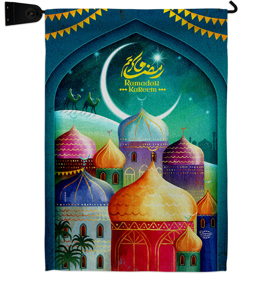 Happy Ramadan Kareem Religious 13 x 18.5. in. Double-Sided Decorative Vertical House Garden Flag Set for Decoration Banner Yard Gift