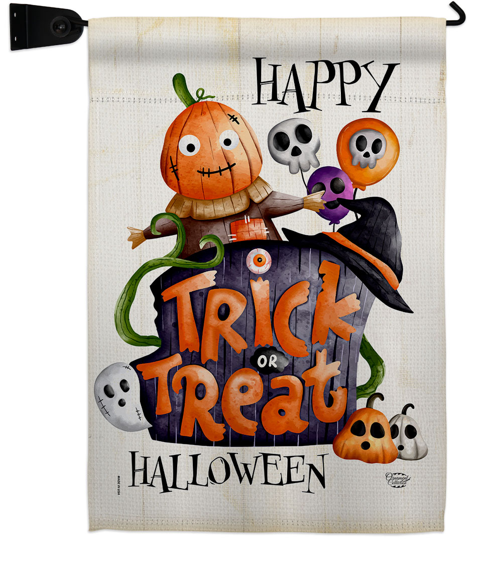 Trick or Treat Day Falltime Halloween 13 x 18.5. in. Double-Sided Decorative Vertical House Garden Flag Set for Decoration Banner Yard Gift