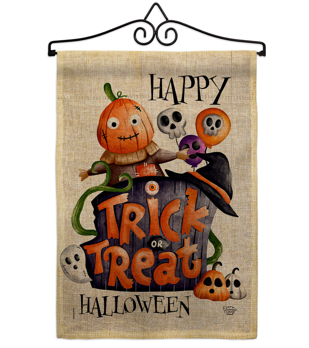 Trick or Treat Day Falltime Halloween 13 x 18.5. in. Double-Sided Decorative Vertical House Garden Flag Set for Decoration Banner Yard Gift