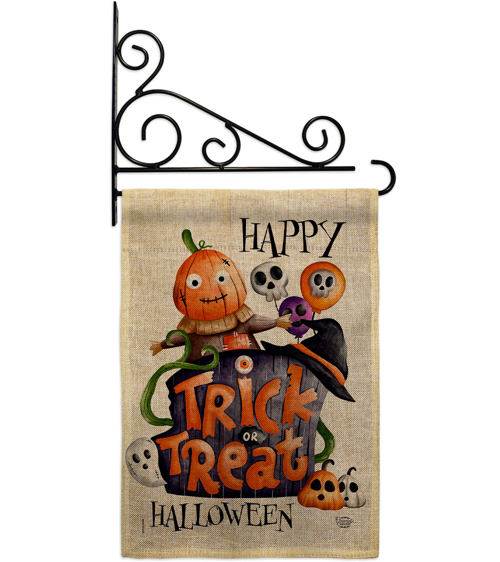 Trick or Treat Day Falltime Halloween 13 x 18.5. in. Double-Sided Decorative Vertical House Garden Flag Set for Decoration Banner Yard Gift