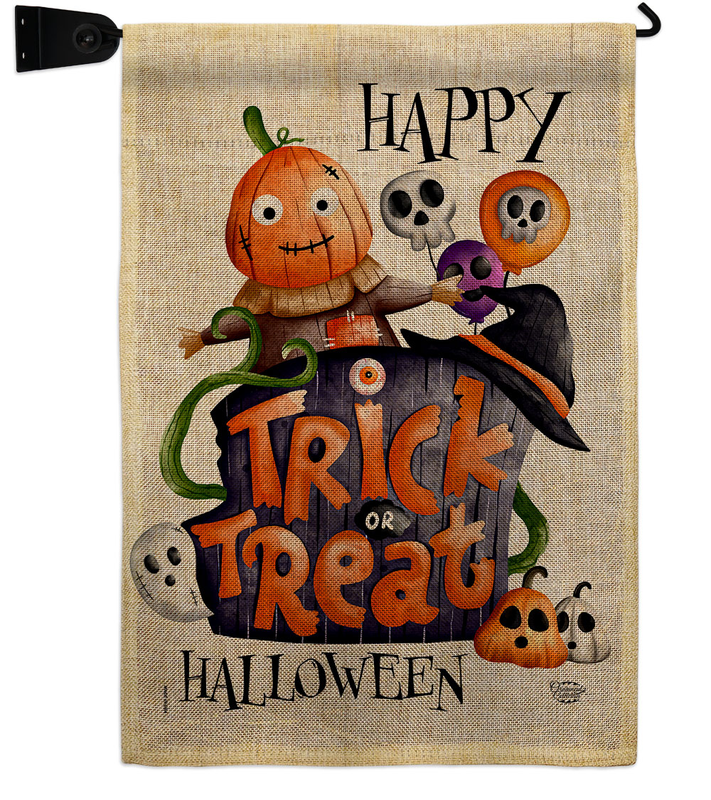 Trick or Treat Day Falltime Halloween 13 x 18.5. in. Double-Sided Decorative Vertical House Garden Flag Set for Decoration Banner Yard Gift