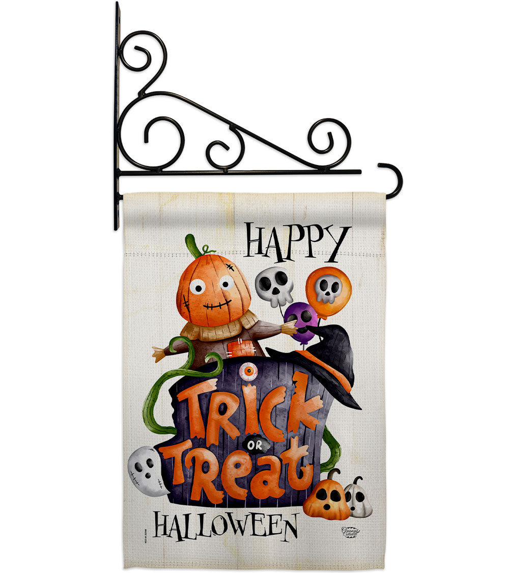 Trick or Treat Day Falltime Halloween 13 x 18.5. in. Double-Sided Decorative Vertical House Garden Flag Set for Decoration Banner Yard Gift