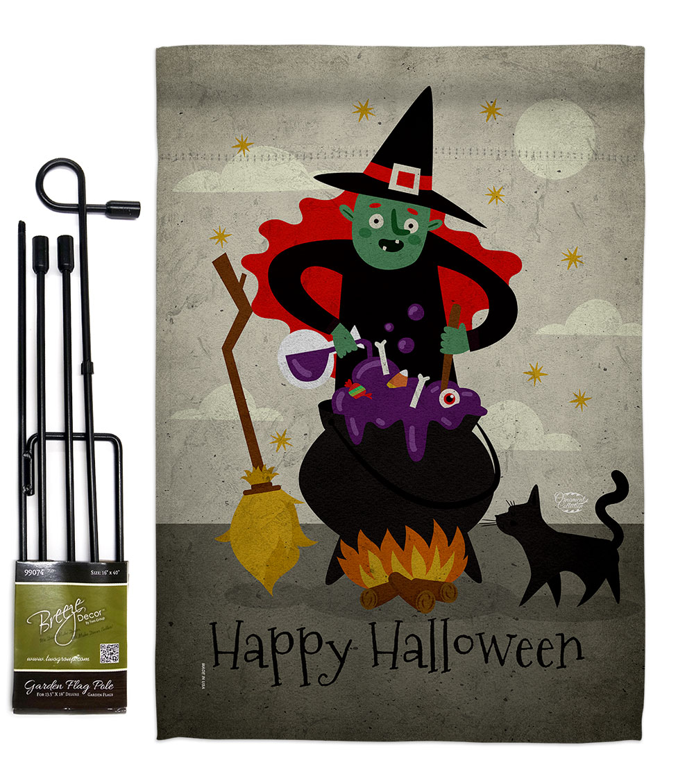 Casting Spells Falltime Halloween 13 x 18.5. in. Double-Sided Decorative Horizontal House Garden Flag Set for Decoration Banner Yard Gift
