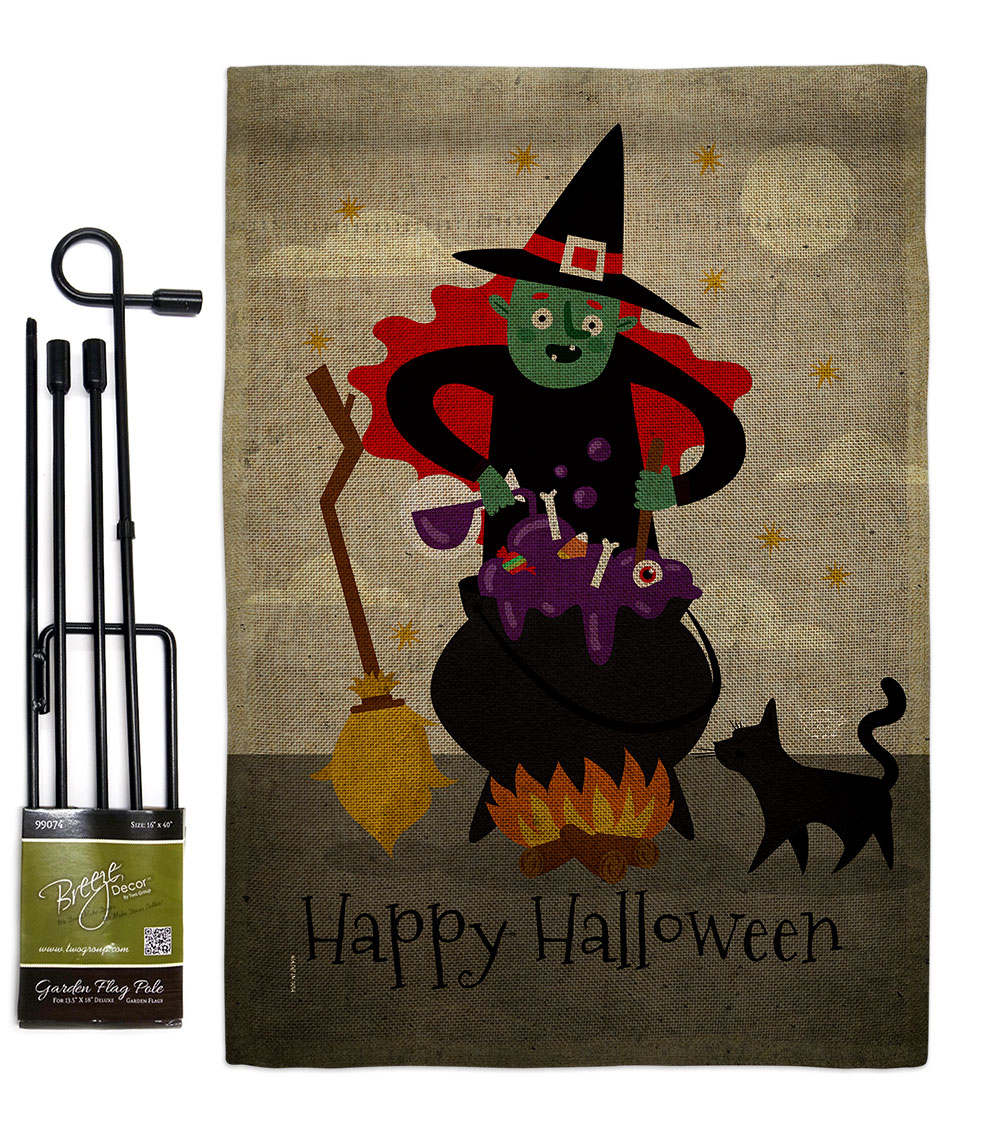 Casting Spells Falltime Halloween 13 x 18.5. in. Double-Sided Decorative Horizontal House Garden Flag Set for Decoration Banner Yard Gift