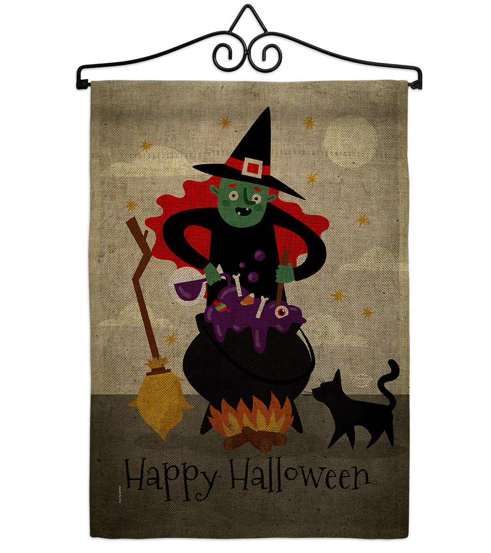 Casting Spells Falltime Halloween 13 x 18.5. in. Double-Sided Decorative Horizontal House Garden Flag Set for Decoration Banner Yard Gift