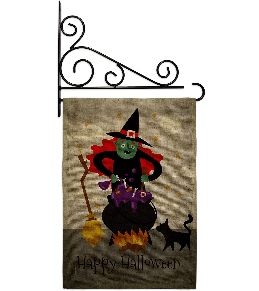 Casting Spells Falltime Halloween 13 x 18.5. in. Double-Sided Decorative Horizontal House Garden Flag Set for Decoration Banner Yard Gift
