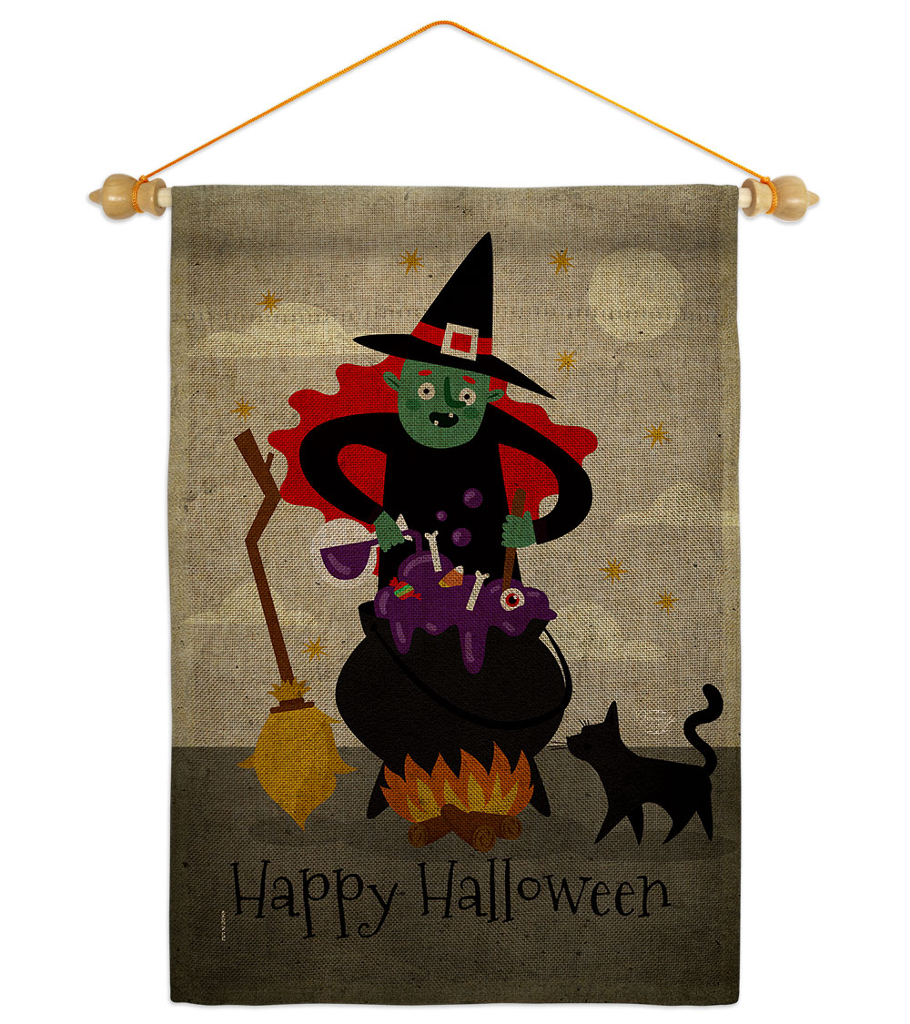 Casting Spells Falltime Halloween 13 x 18.5. in. Double-Sided Decorative Horizontal House Garden Flag Set for Decoration Banner Yard Gift
