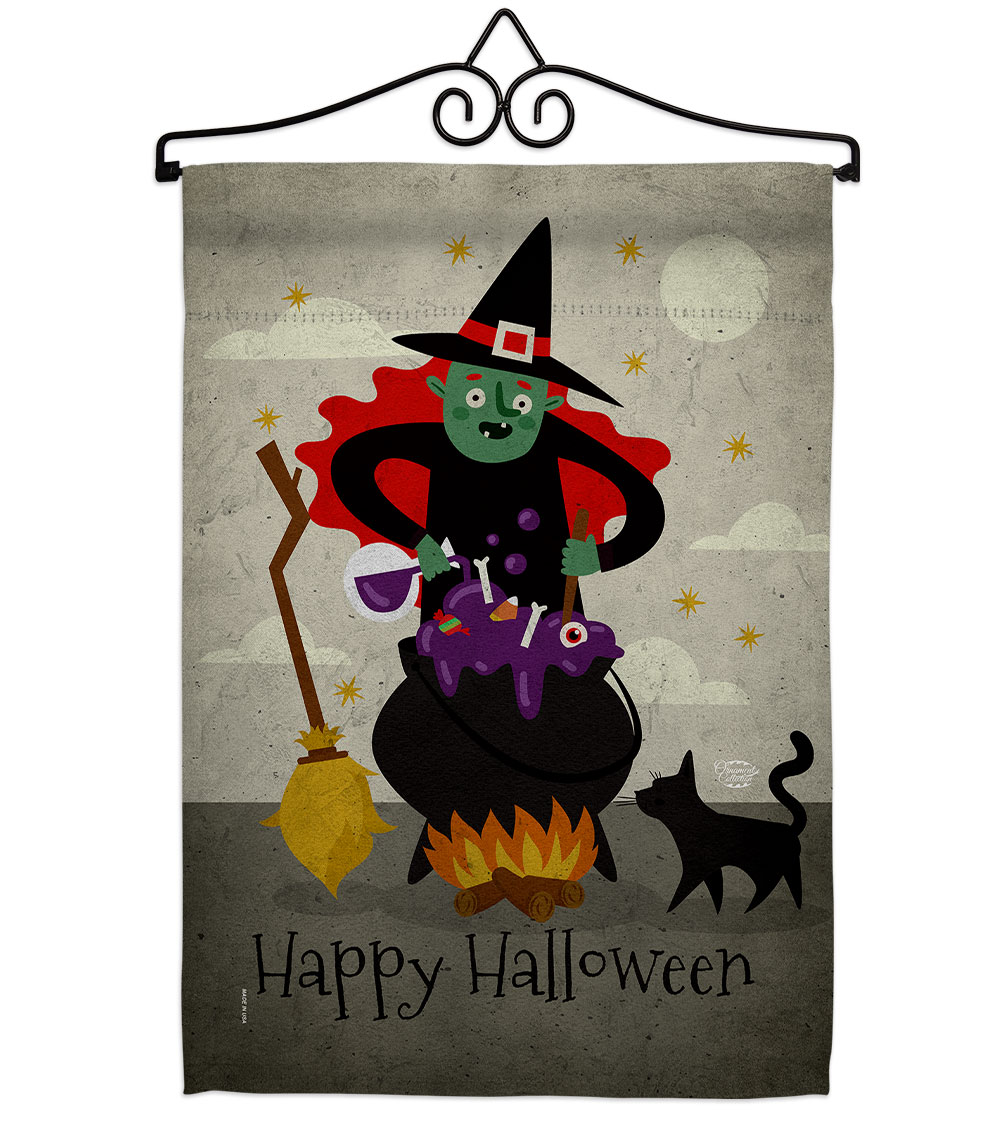 Casting Spells Falltime Halloween 13 x 18.5. in. Double-Sided Decorative Horizontal House Garden Flag Set for Decoration Banner Yard Gift