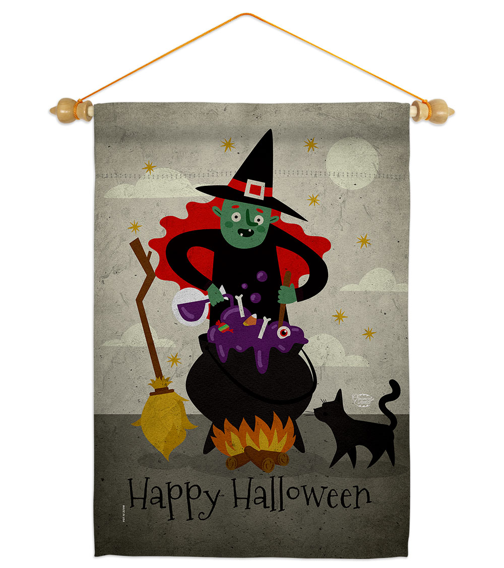 Casting Spells Falltime Halloween 13 x 18.5. in. Double-Sided Decorative Horizontal House Garden Flag Set for Decoration Banner Yard Gift