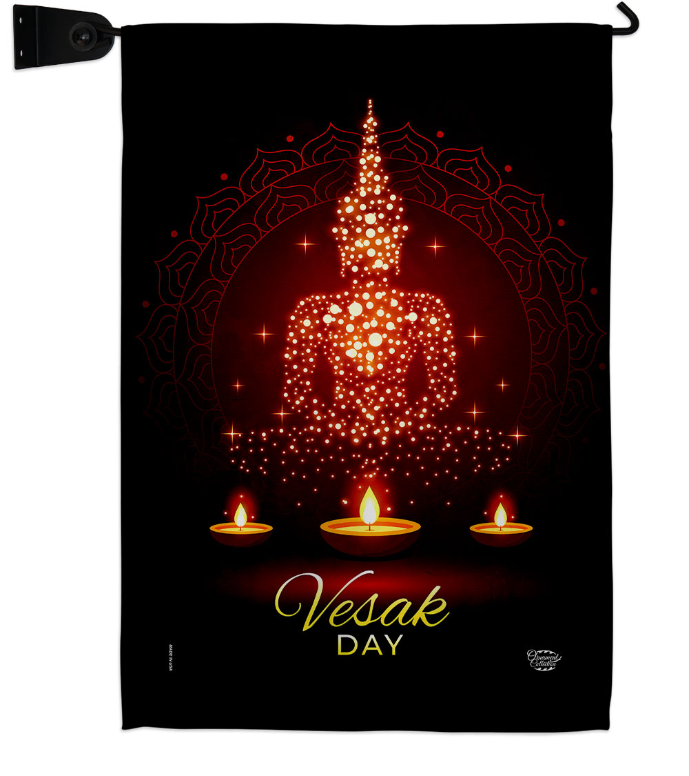 GS190174-BO-04 Vesak Day Religious 13 x 18.5. in. Double-Sided Decorative Horizontal House Garden Flag Set for Decoration Banner Yard Gift