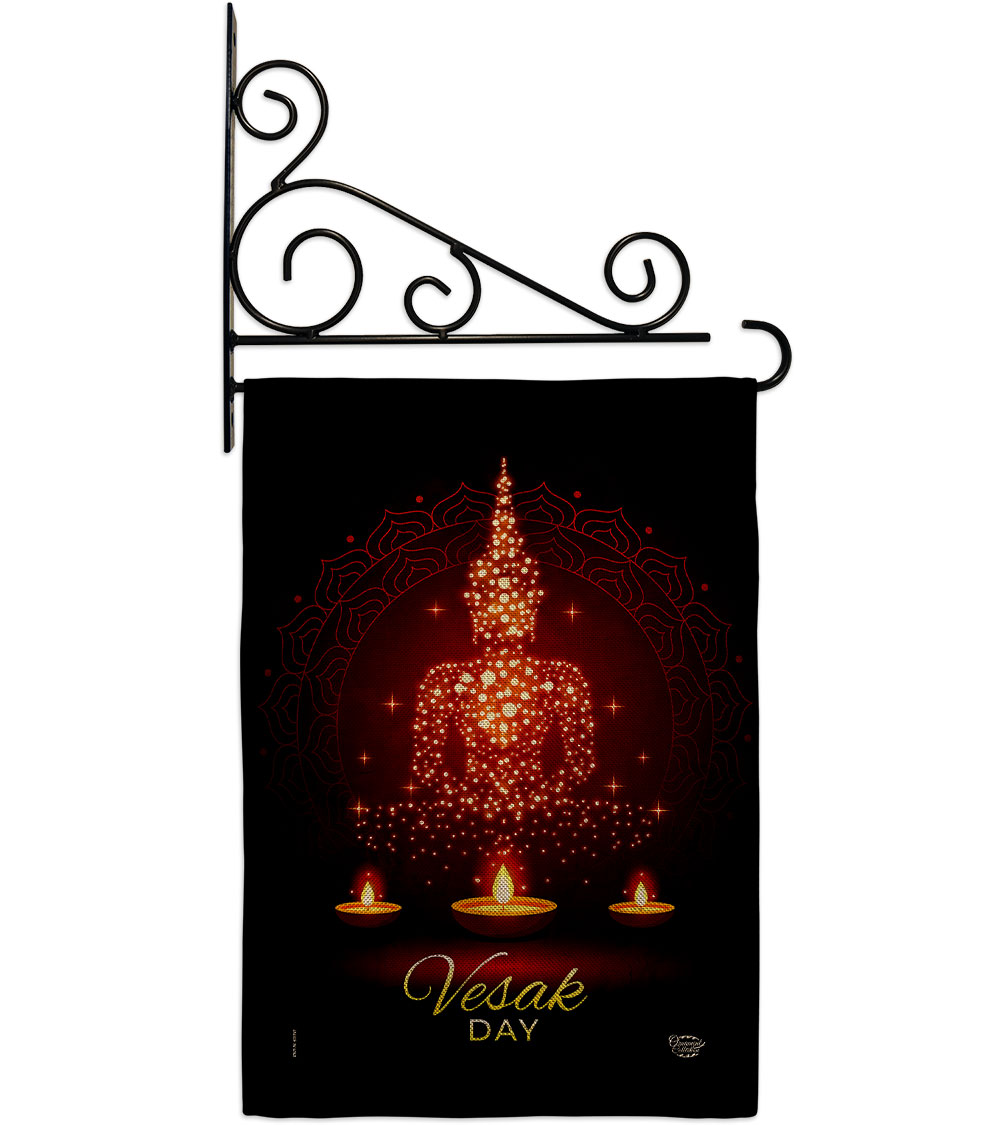 GS190174-DB-03 Vesak Day Religious 13 x 18.5. in. Double-Sided Decorative Horizontal House Garden Flag Set for Decoration Banner Yard Gift