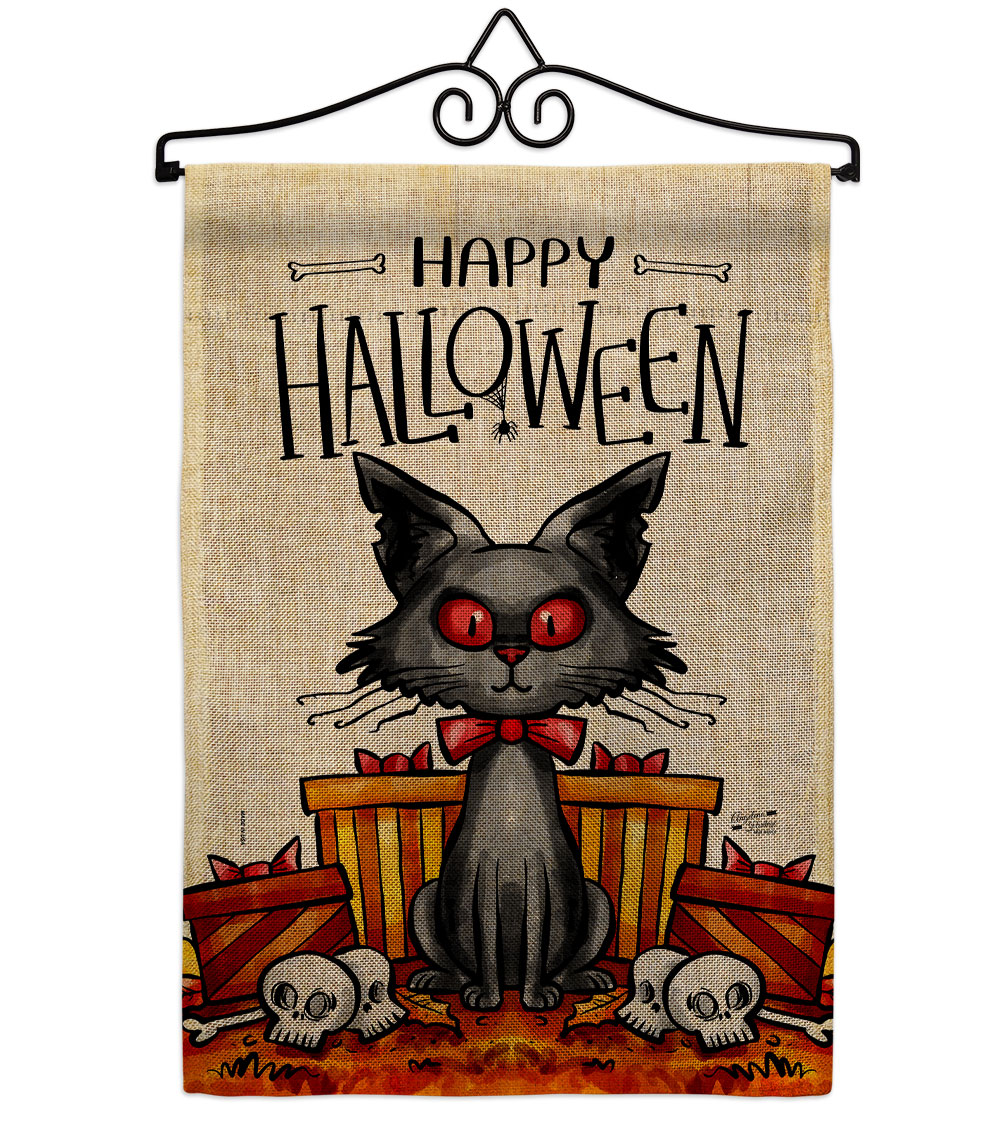 Kitty O Ween Falltime Halloween 13 x 18.5. in. Double-Sided Decorative Vertical House Garden Flag Set for Decoration Banner Yard Gift