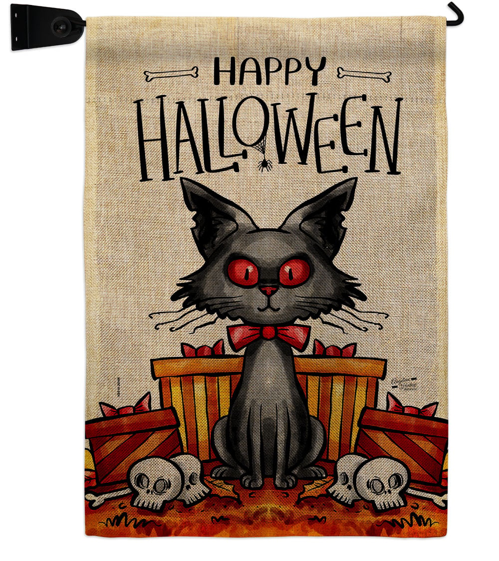 Kitty O Ween Falltime Halloween 13 x 18.5. in. Double-Sided Decorative Vertical House Garden Flag Set for Decoration Banner Yard Gift