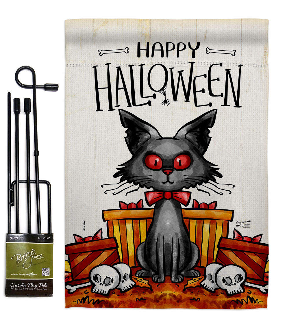 Kitty O Ween Falltime Halloween 13 x 18.5. in. Double-Sided Decorative Vertical House Garden Flag Set for Decoration Banner Yard Gift