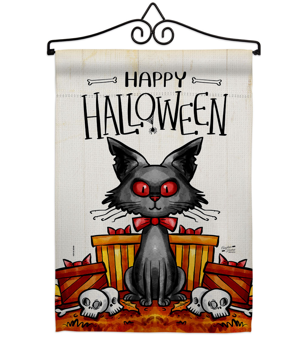 Kitty O Ween Falltime Halloween 13 x 18.5. in. Double-Sided Decorative Vertical House Garden Flag Set for Decoration Banner Yard Gift