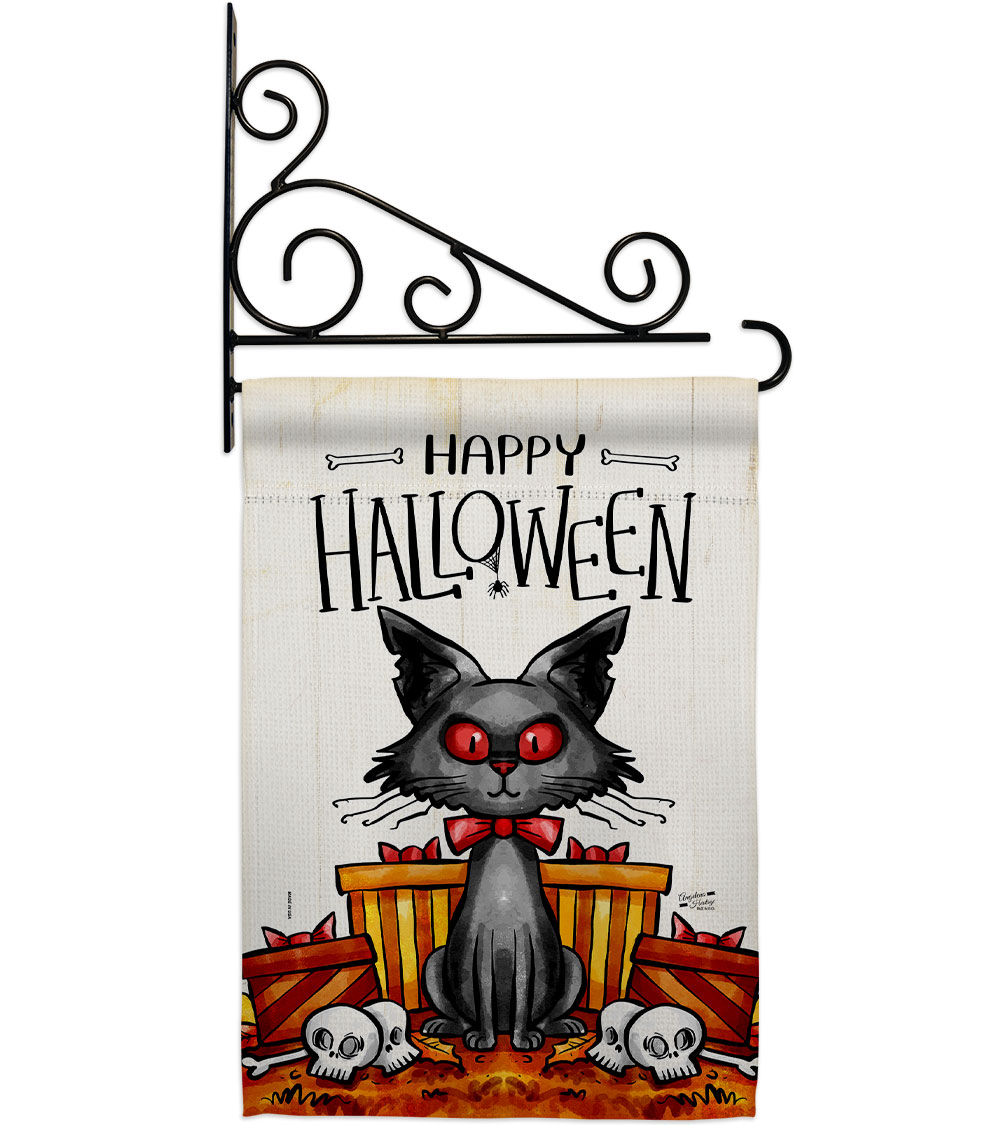 Kitty O Ween Falltime Halloween 13 x 18.5. in. Double-Sided Decorative Vertical House Garden Flag Set for Decoration Banner Yard Gift