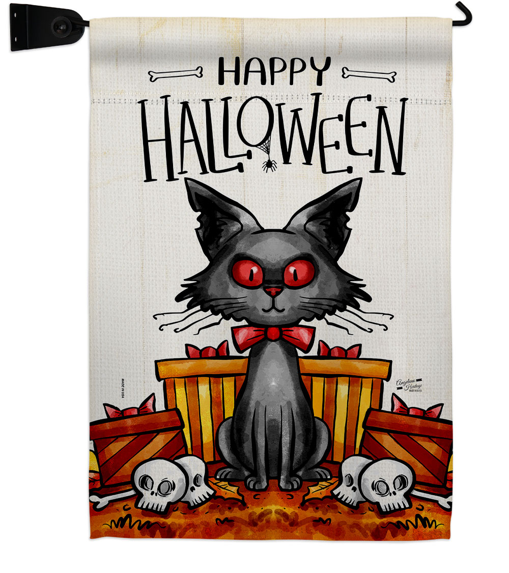 Kitty O Ween Falltime Halloween 13 x 18.5. in. Double-Sided Decorative Vertical House Garden Flag Set for Decoration Banner Yard Gift