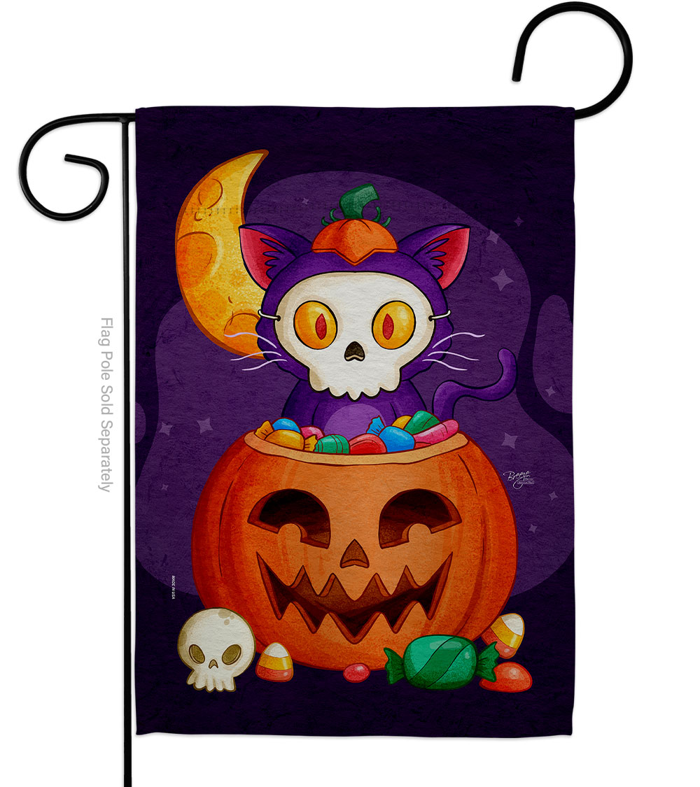 Sneaky Cat Falltime Halloween 13 x 18.5. in. Double-Sided Decorative Vertical House Garden Flag for Decoration Banner Yard Gift