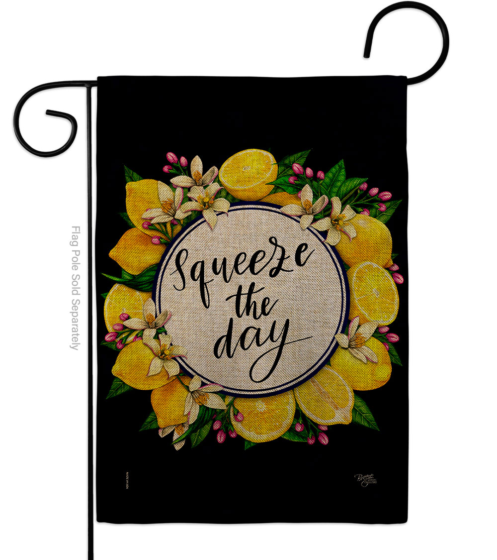 G120263-DB Squeeze the Day Food Fruit 13 x 18.5. in. Double-Sided Decorative Vertical House Garden Flag for Decoration Banner Yard Gift