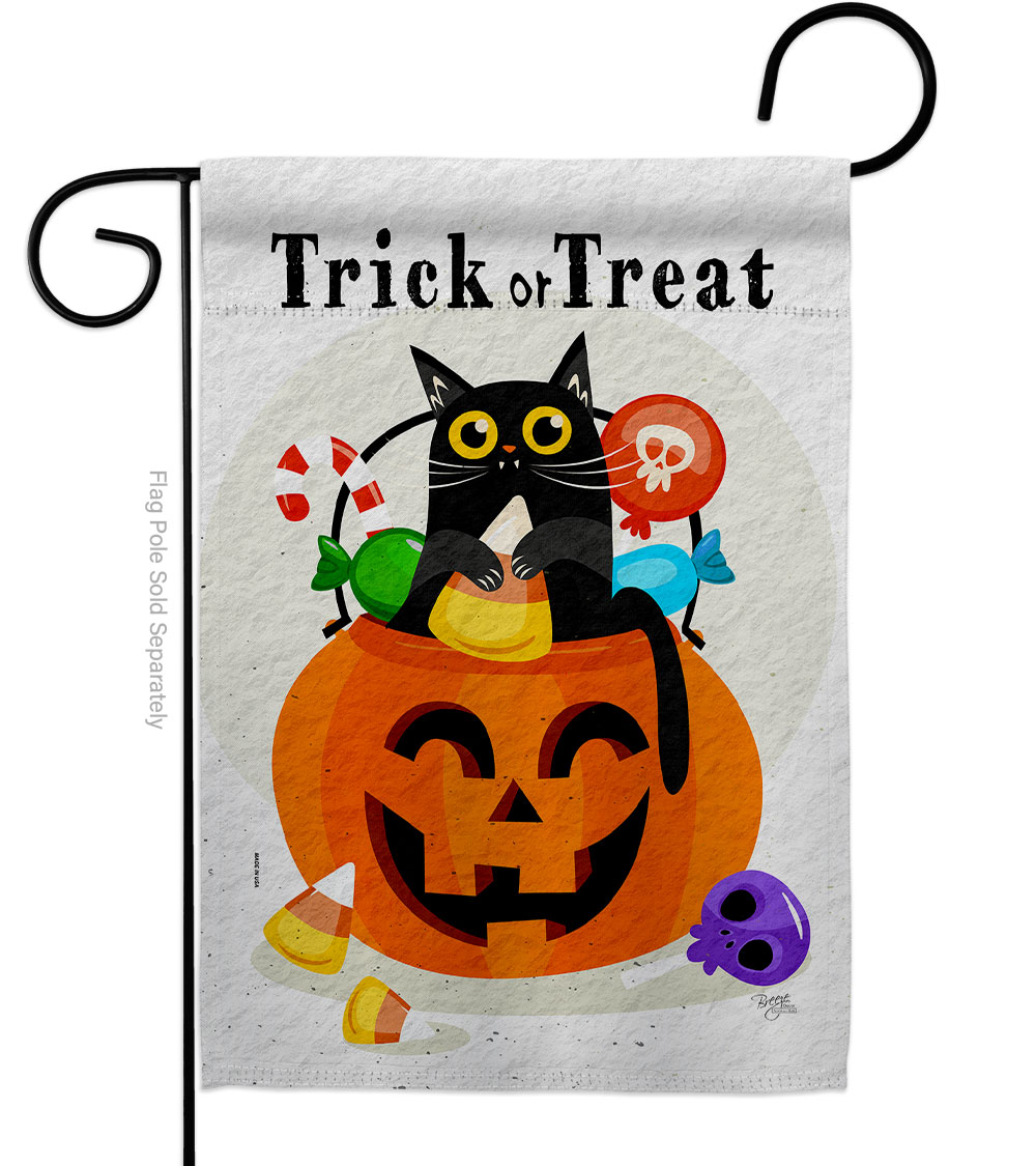 Silly Halloween Kitty Falltime 13 x 18.5. in. Double-Sided Decorative Horizontal House Garden Flag for Decoration Banner Yard Gift
