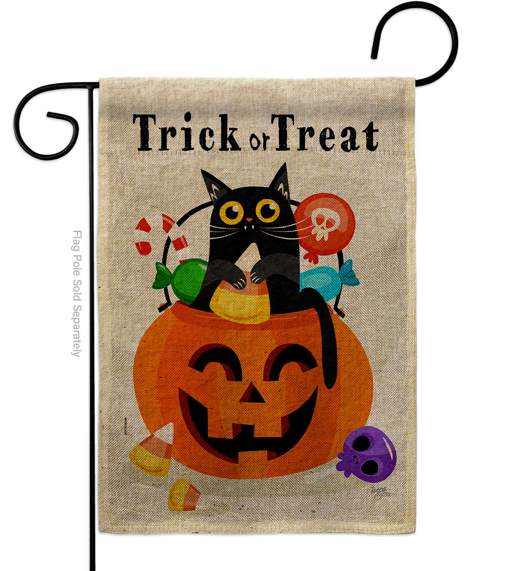 Silly Halloween Kitty Falltime 13 x 18.5. in. Double-Sided Decorative Horizontal House Garden Flag for Decoration Banner Yard Gift