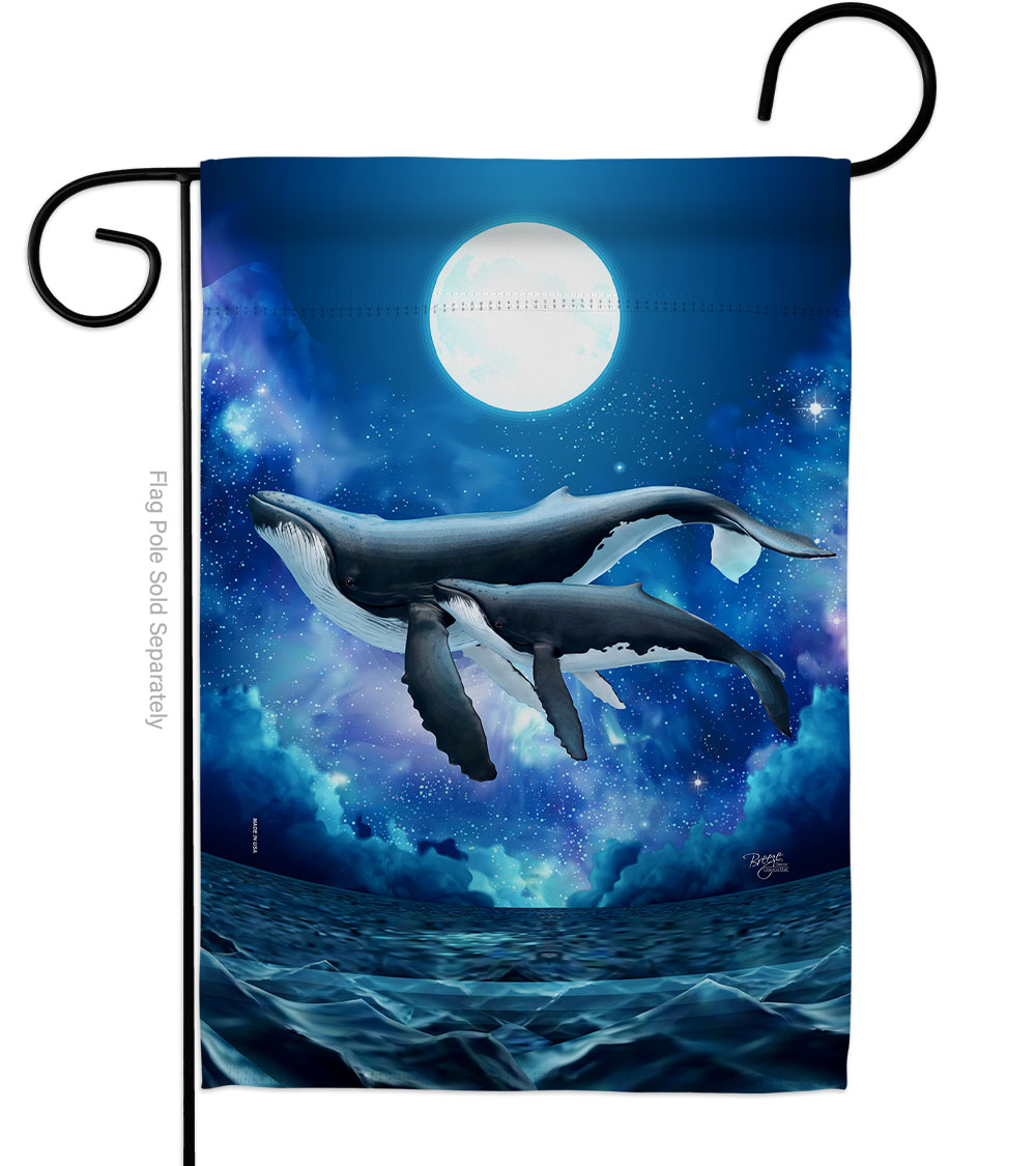 Humpback Whales Animals Sea Creature 13 x 18.5. in. Double-Sided Decorative Horizontal House Garden Flag for Decoration Banner Yard Gift