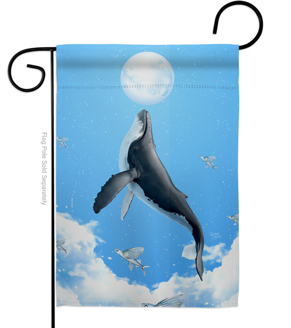 Flying Whale Animals Sea Creature 13 x 18.5. in. Double-Sided Decorative Horizontal House Garden Flag for Decoration Banner Yard Gift