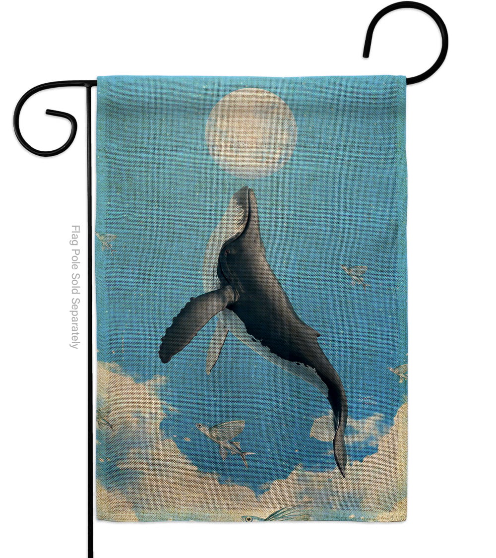 Flying Whale Animals Sea Creature 13 x 18.5. in. Double-Sided Decorative Horizontal House Garden Flag for Decoration Banner Yard Gift