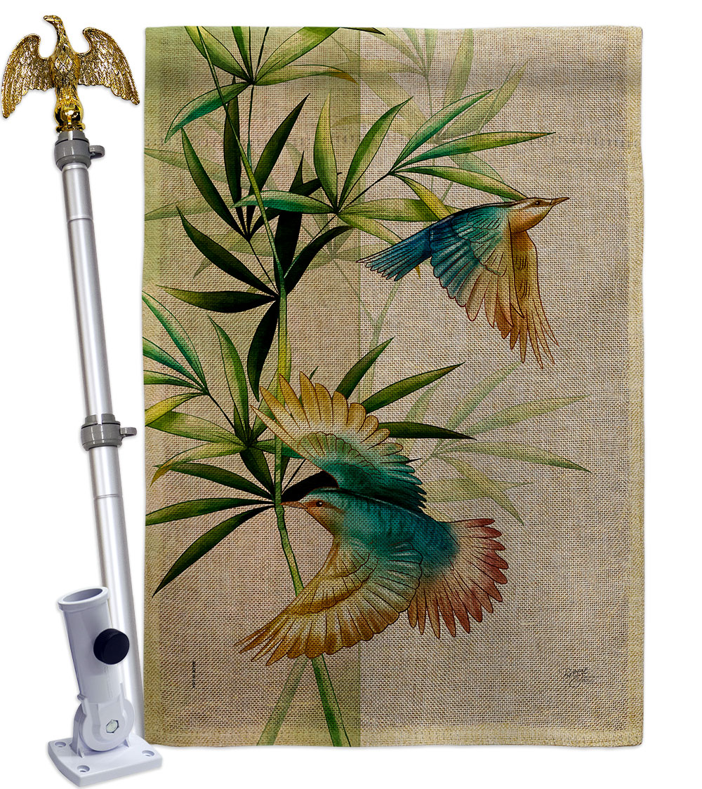 Asian Blossom Birds Animals Bird 28 x 40 in. Double-Sided Decorative Vertical House Flag Set for Decoration Banner Garden Yard Gift