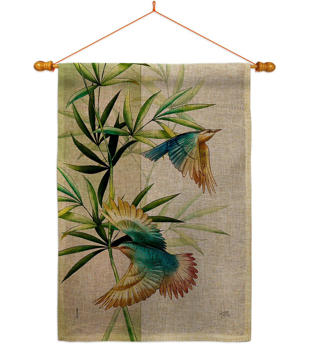 Asian Blossom Birds Animals Bird 28 x 40 in. Double-Sided Decorative Vertical House Flag Set for Decoration Banner Garden Yard Gift