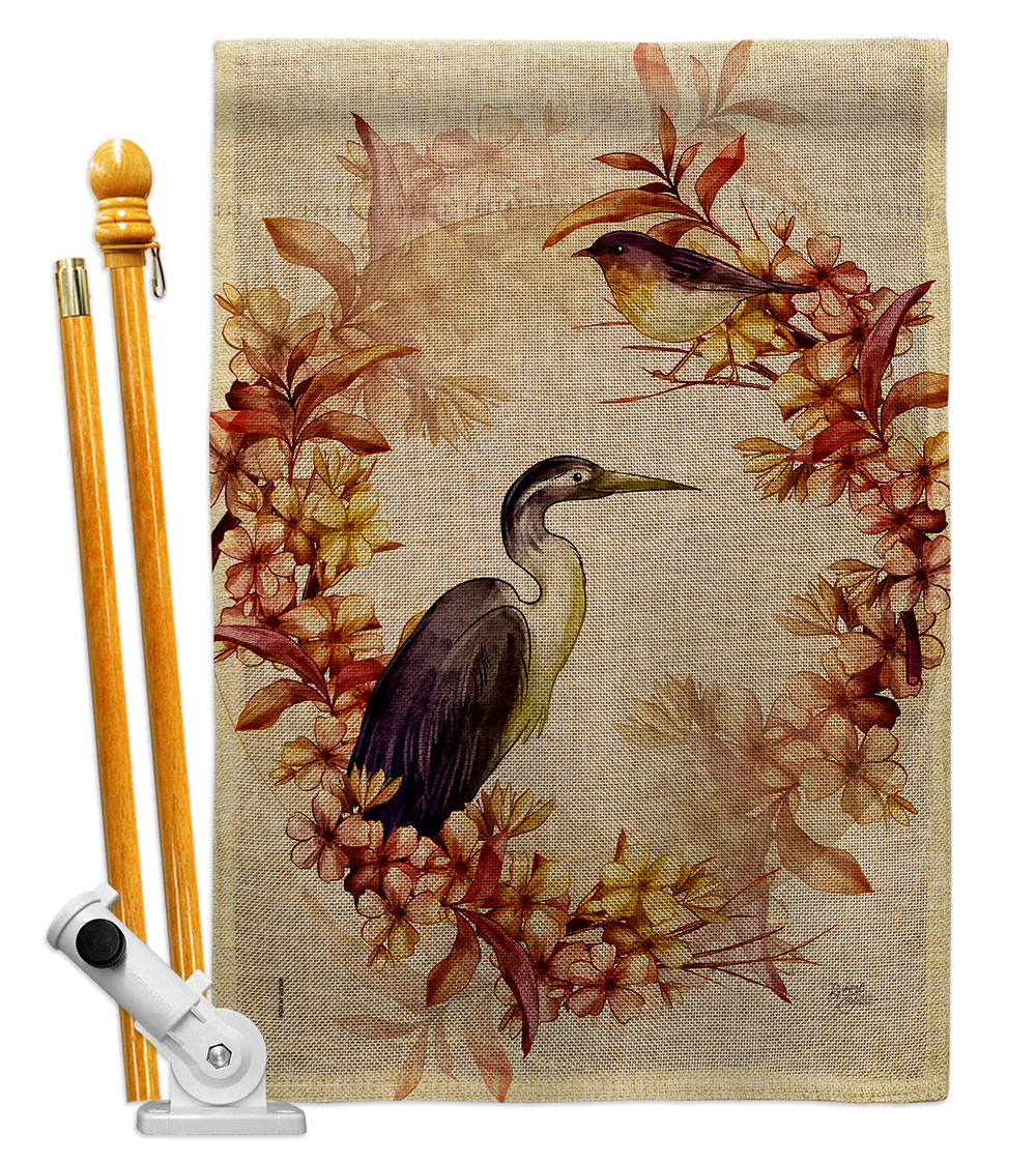 Birds Wreath Animals Bird 28 x 40 in. Double-Sided Decorative Horizontal Flags for Decoration Banner Garden Yard Gift