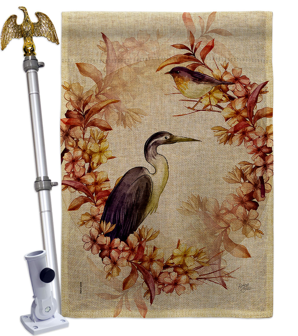 Birds Wreath Animals Bird 28 x 40 in. Double-Sided Decorative Horizontal Flags for Decoration Banner Garden Yard Gift