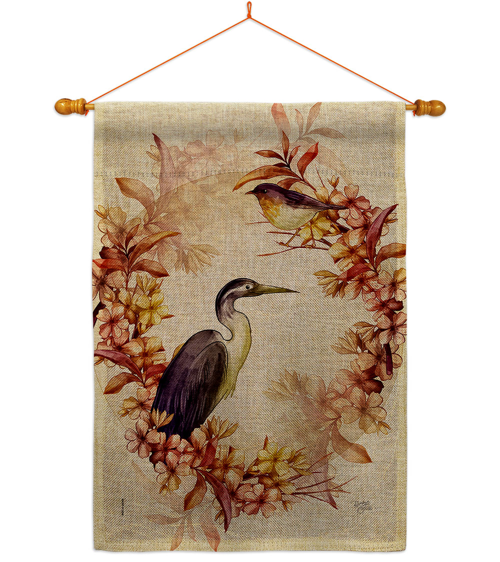 Birds Wreath Animals Bird 28 x 40 in. Double-Sided Decorative Horizontal Flags for Decoration Banner Garden Yard Gift