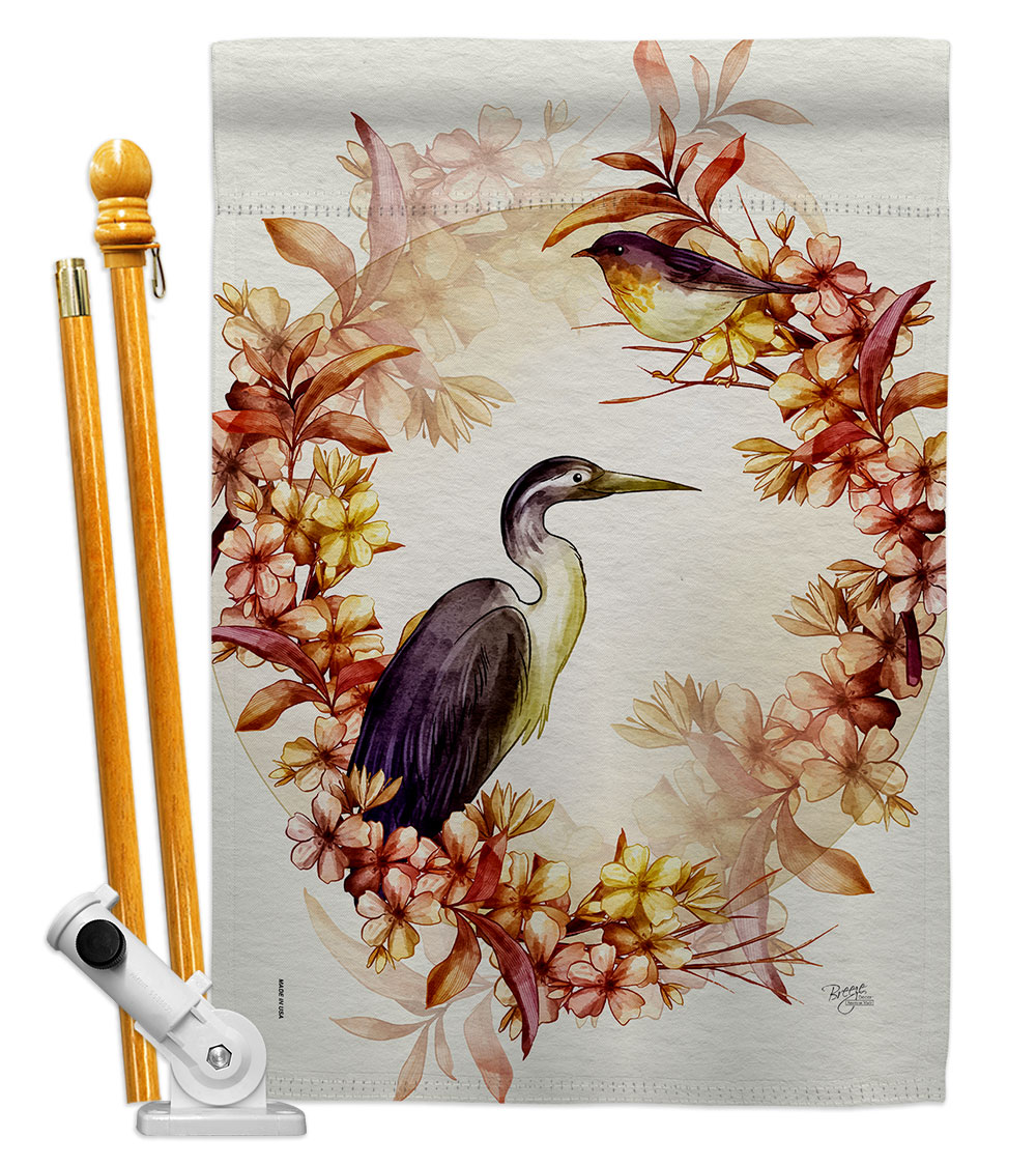 Birds Wreath Animals Bird 28 x 40 in. Double-Sided Decorative Horizontal Flags for Decoration Banner Garden Yard Gift