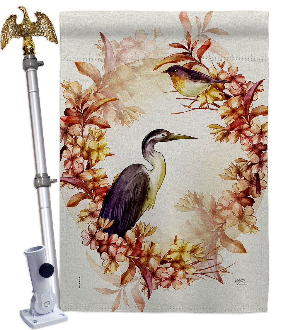 Birds Wreath Animals Bird 28 x 40 in. Double-Sided Decorative Horizontal Flags for Decoration Banner Garden Yard Gift