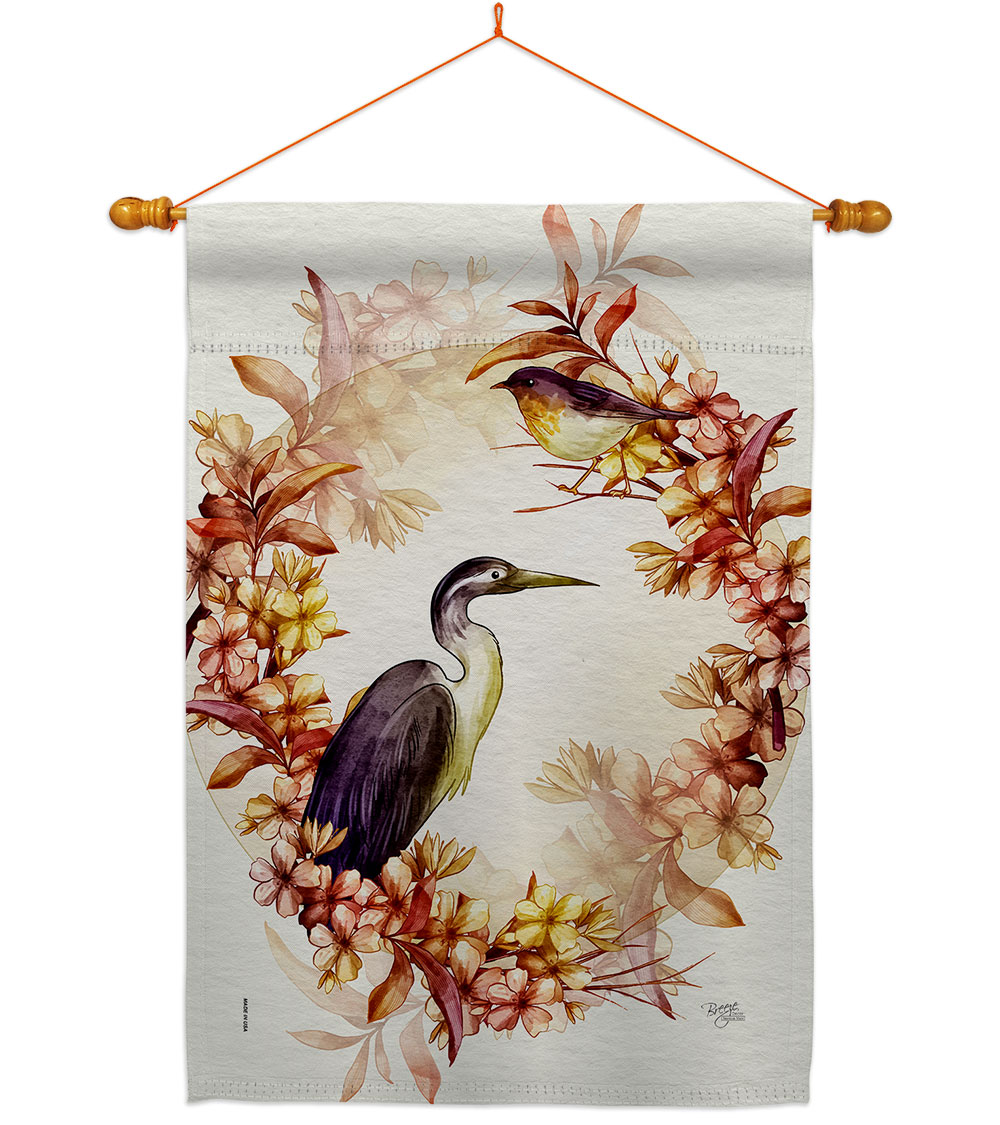 Birds Wreath Animals Bird 28 x 40 in. Double-Sided Decorative Horizontal Flags for Decoration Banner Garden Yard Gift