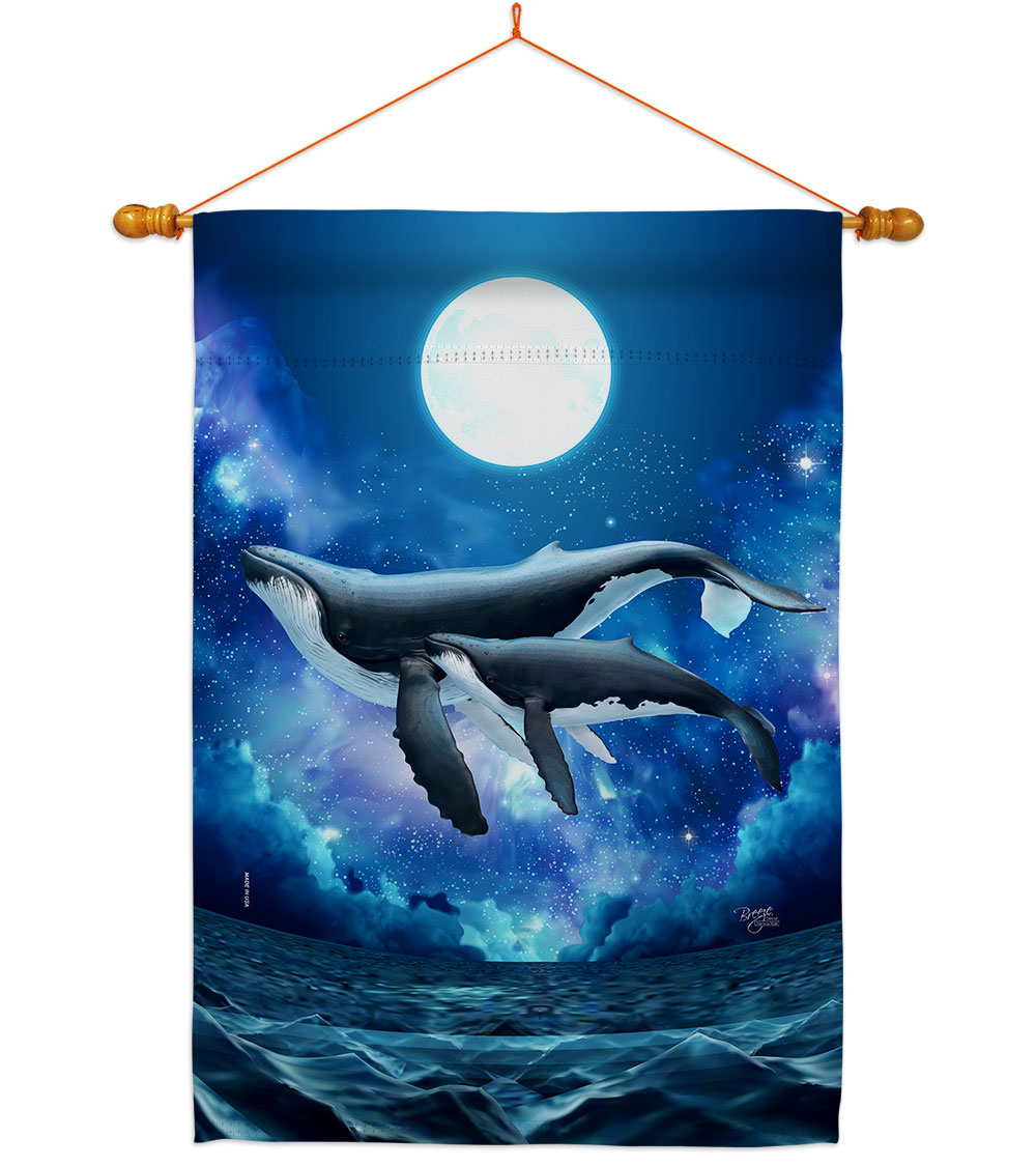 Humpback Whales Animals Sea Creature 28 x 40 in. Double-Sided Decorative Horizontal Flags for Decoration Banner Garden Yard Gift