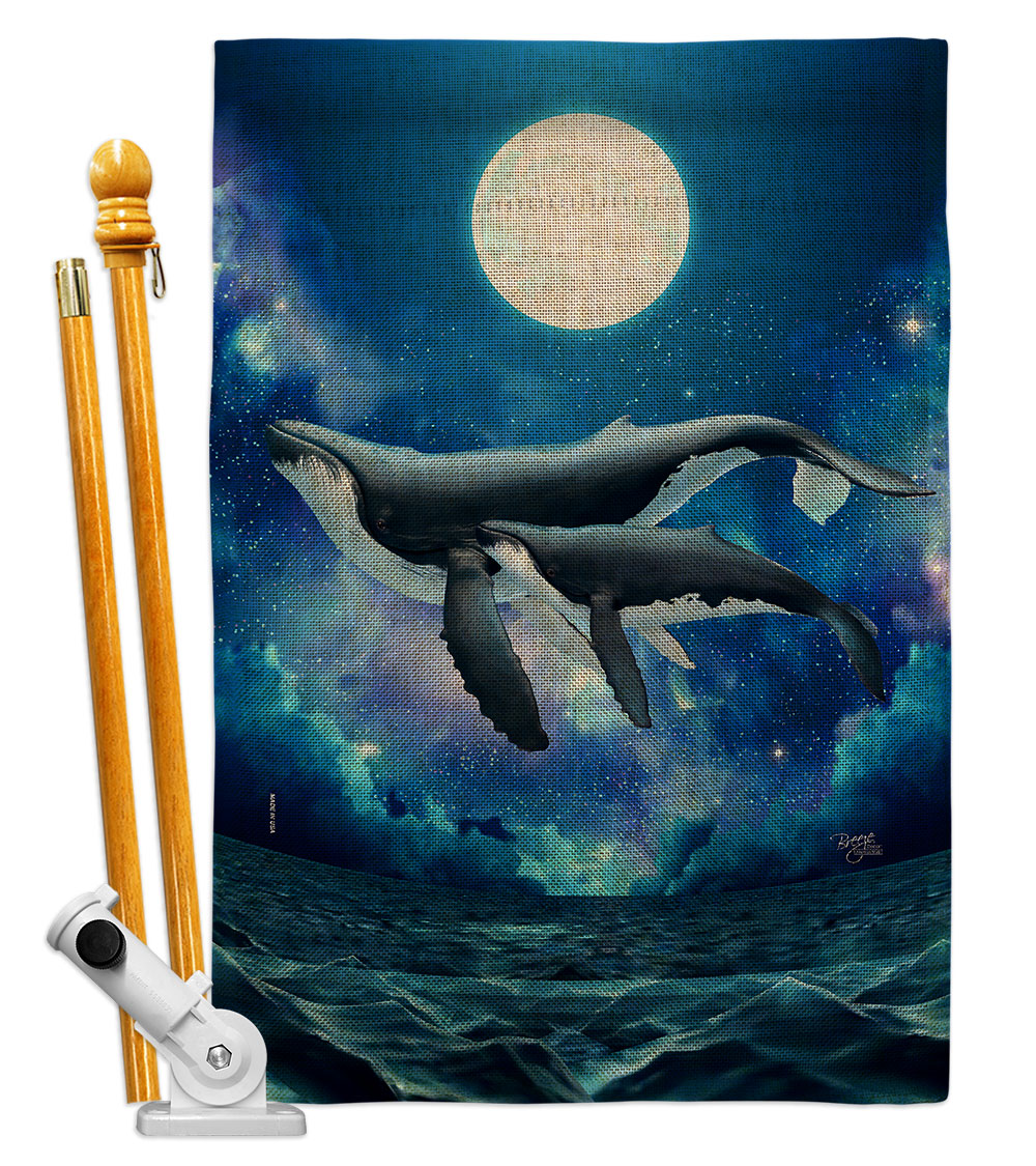 Humpback Whales Animals Sea Creature 28 x 40 in. Double-Sided Decorative Horizontal Flags for Decoration Banner Garden Yard Gift