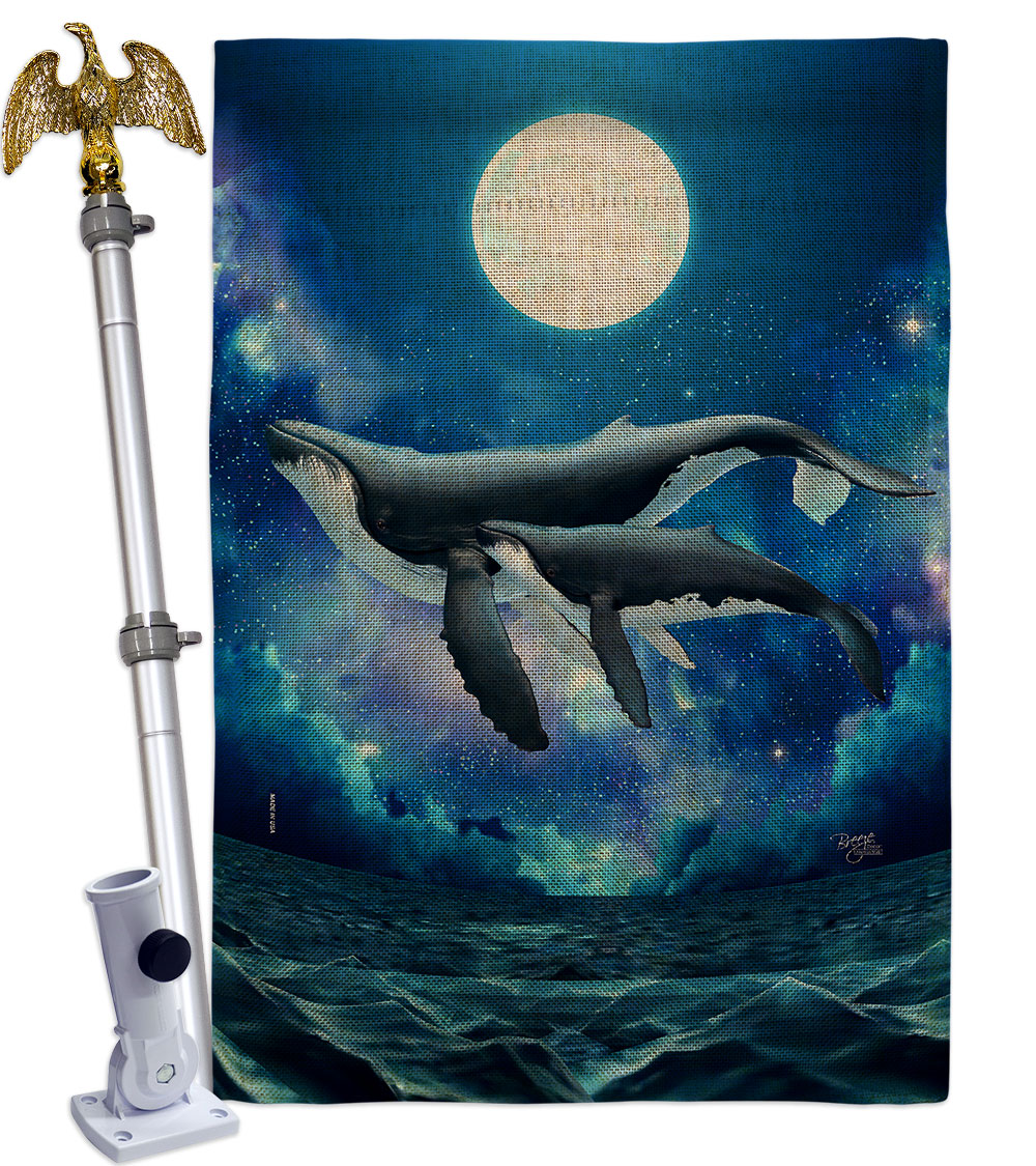 Humpback Whales Animals Sea Creature 28 x 40 in. Double-Sided Decorative Horizontal Flags for Decoration Banner Garden Yard Gift