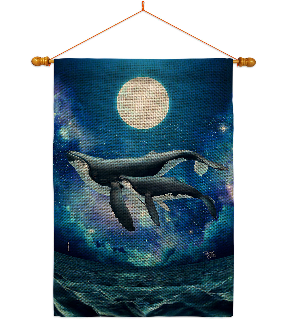 Humpback Whales Animals Sea Creature 28 x 40 in. Double-Sided Decorative Horizontal Flags for Decoration Banner Garden Yard Gift